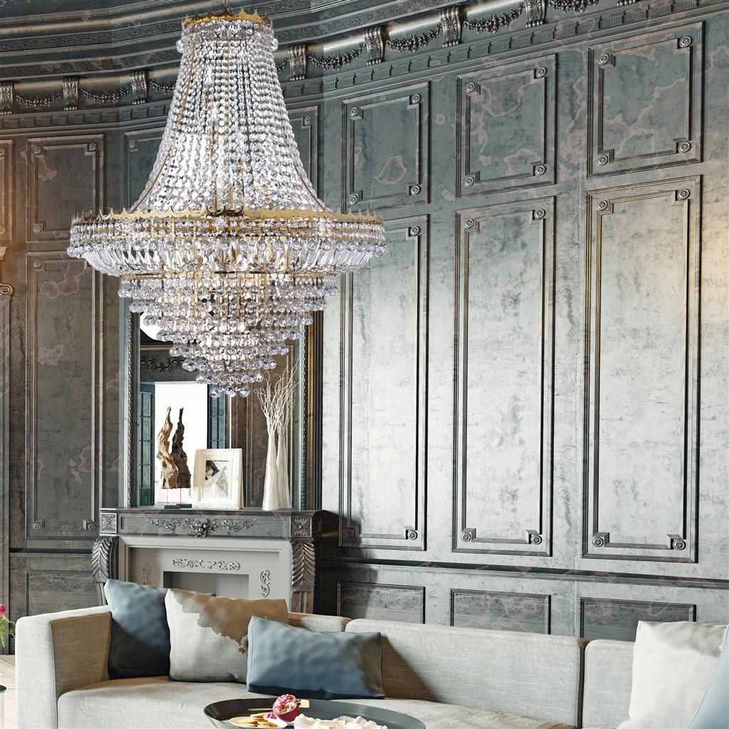 Versailles 19Lt Crystal Ceiling Light - Gold Frame & Crystal Finish - Image 3