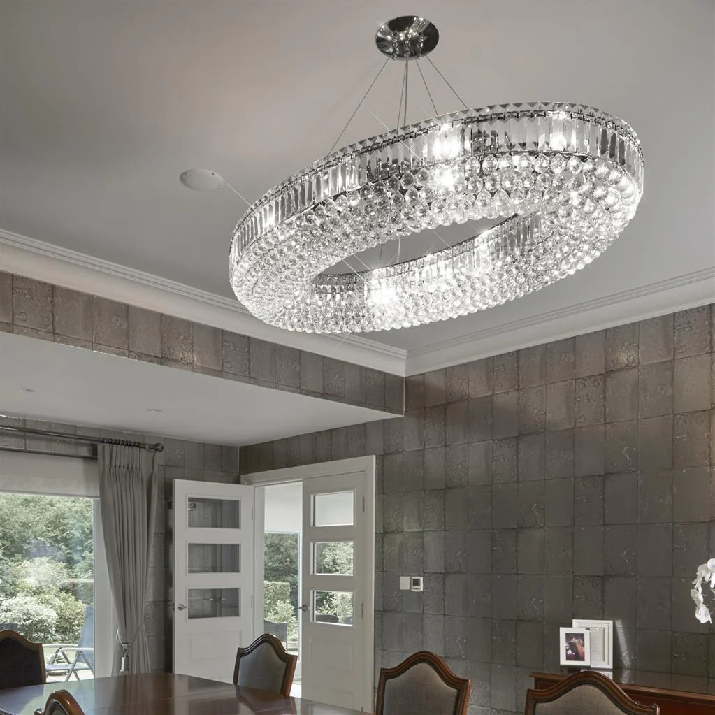 Vesuvius  10/24Lt Crystal Ceiling Light - Chrome Metal & Clear Crystal - Image 11