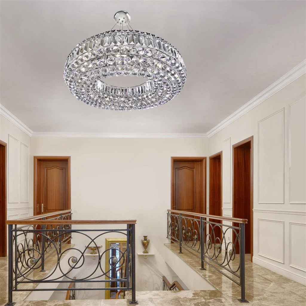 Vesuvius  10/24Lt Crystal Ceiling Light - Chrome Metal & Clear Crystal - Image 4