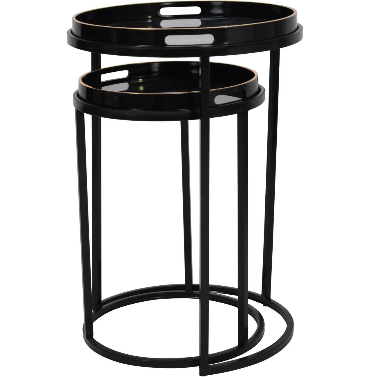 Vesuvius Black and Gold Set of 2 Side Tables - Image 3
