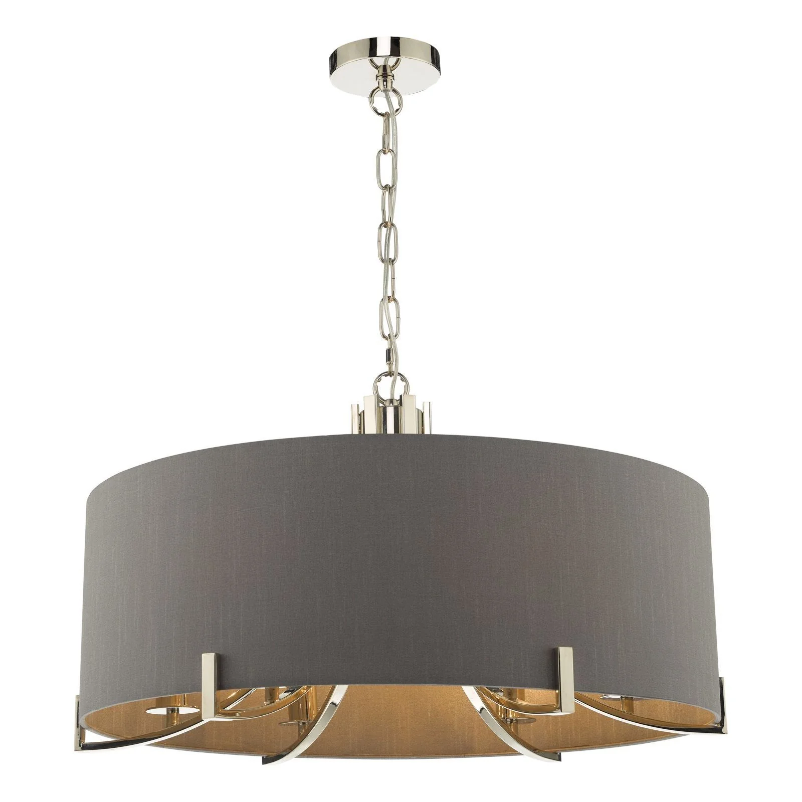 Veyron 6 Light Hanging Shade Ceiling Lights - Polished Nickel & Grey Finish