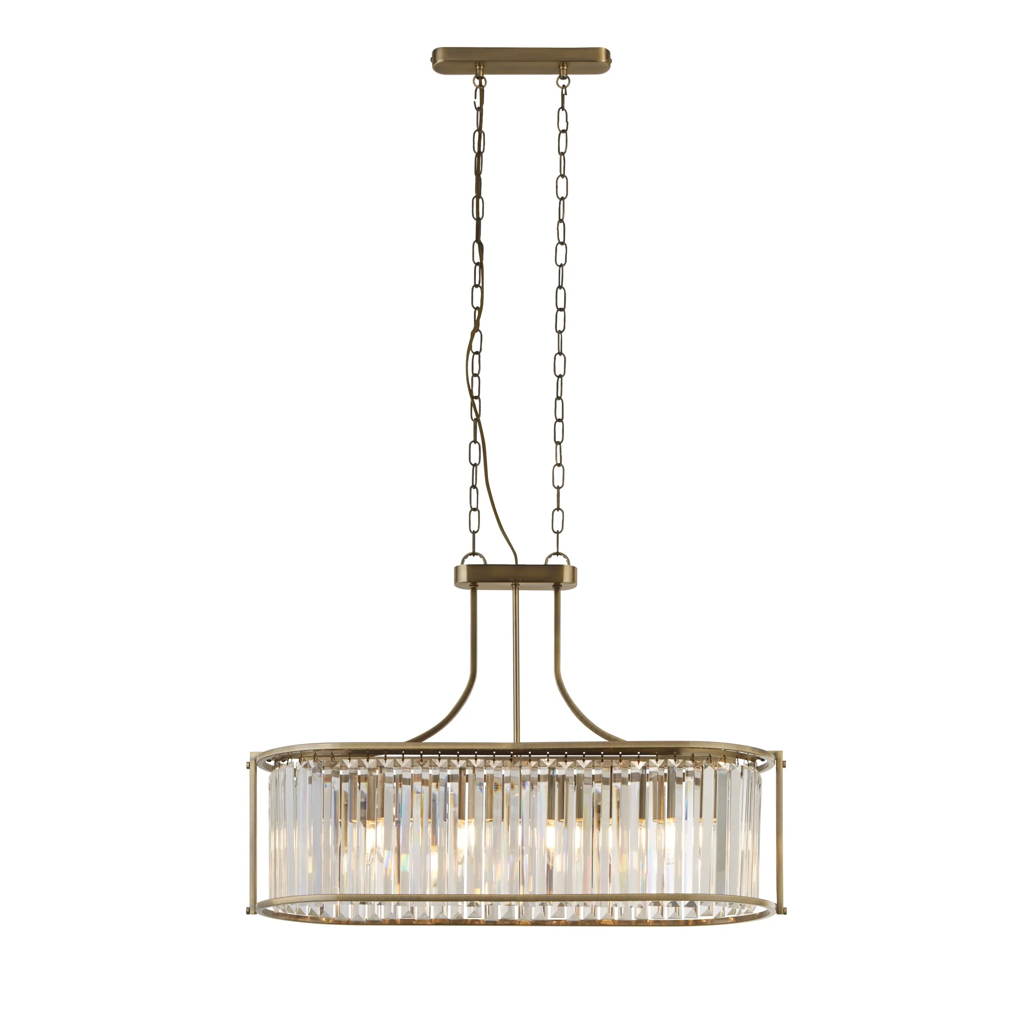 Victoria 5Lt Oval Pendant - Chrome / Antique Brass - Image 2
