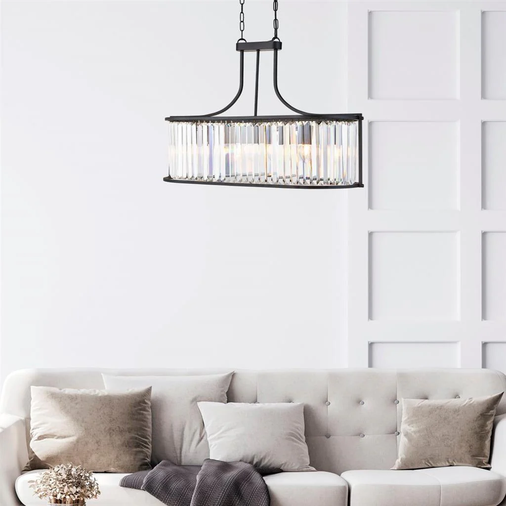 Victoria 5Lt Oval Pendant - Chrome / Antique Brass - Image 3