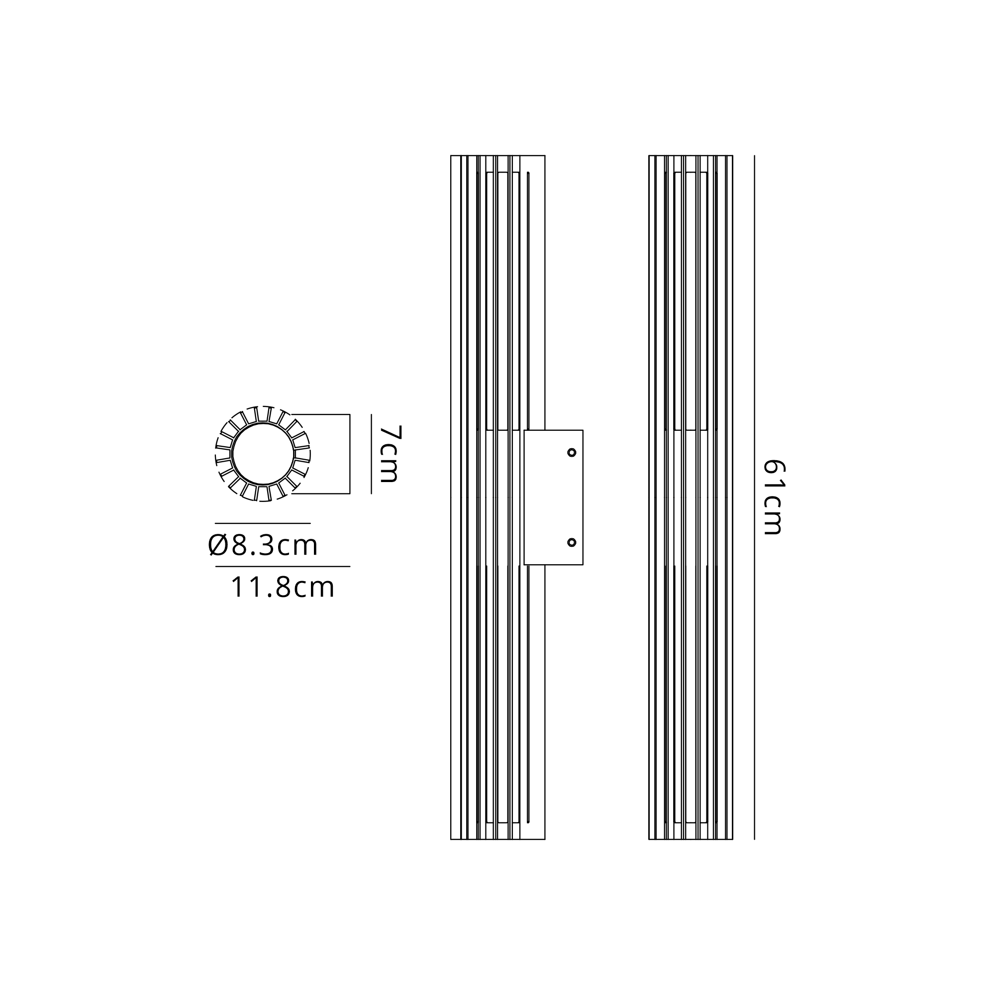 Vidal 9W/18W/22W Wall Light- Black Finish - Image 4