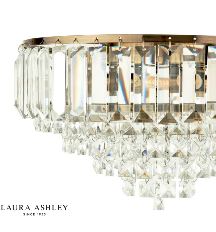 Vienna 3 Light Flush Crystal and Antique Brass - Image 2