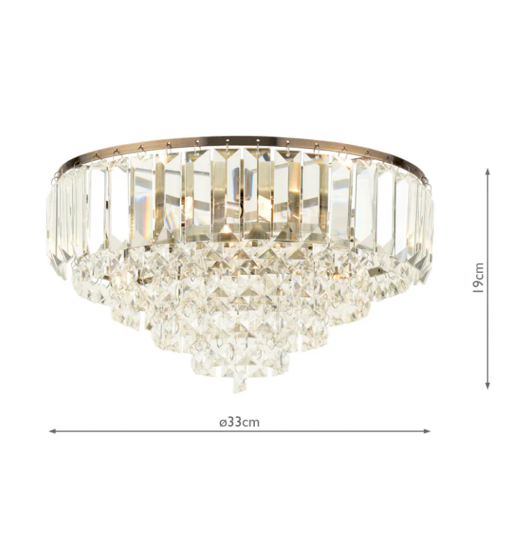 Vienna 3 Light Flush Crystal and Antique Brass - Image 4