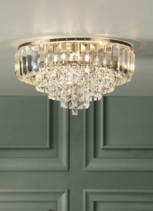 Vienna 3 Light Flush Crystal and Antique Brass - Image 5
