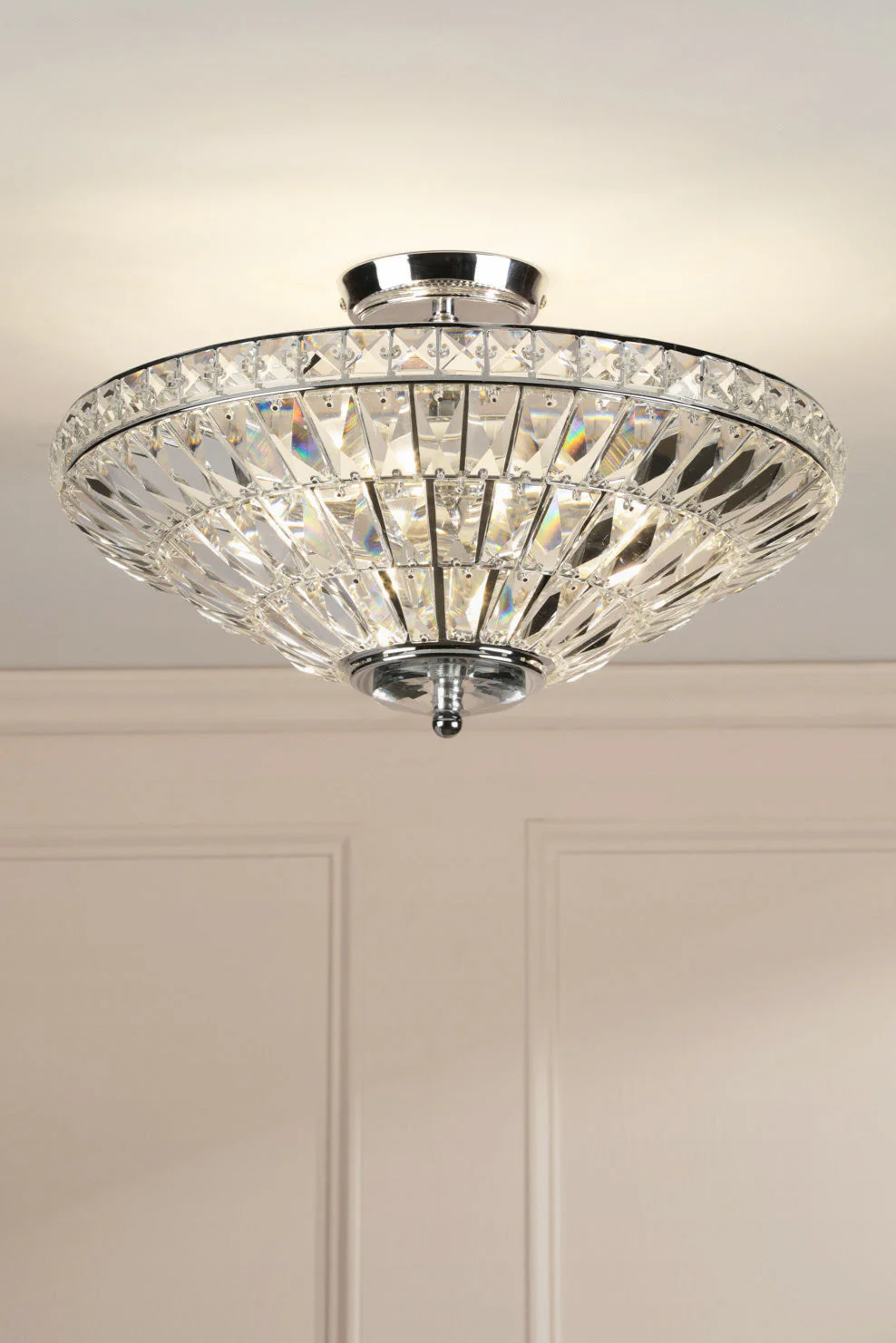 Vienna 3 Light Semi-Flush Polished Chrome and Crystal E14 - Image 3
