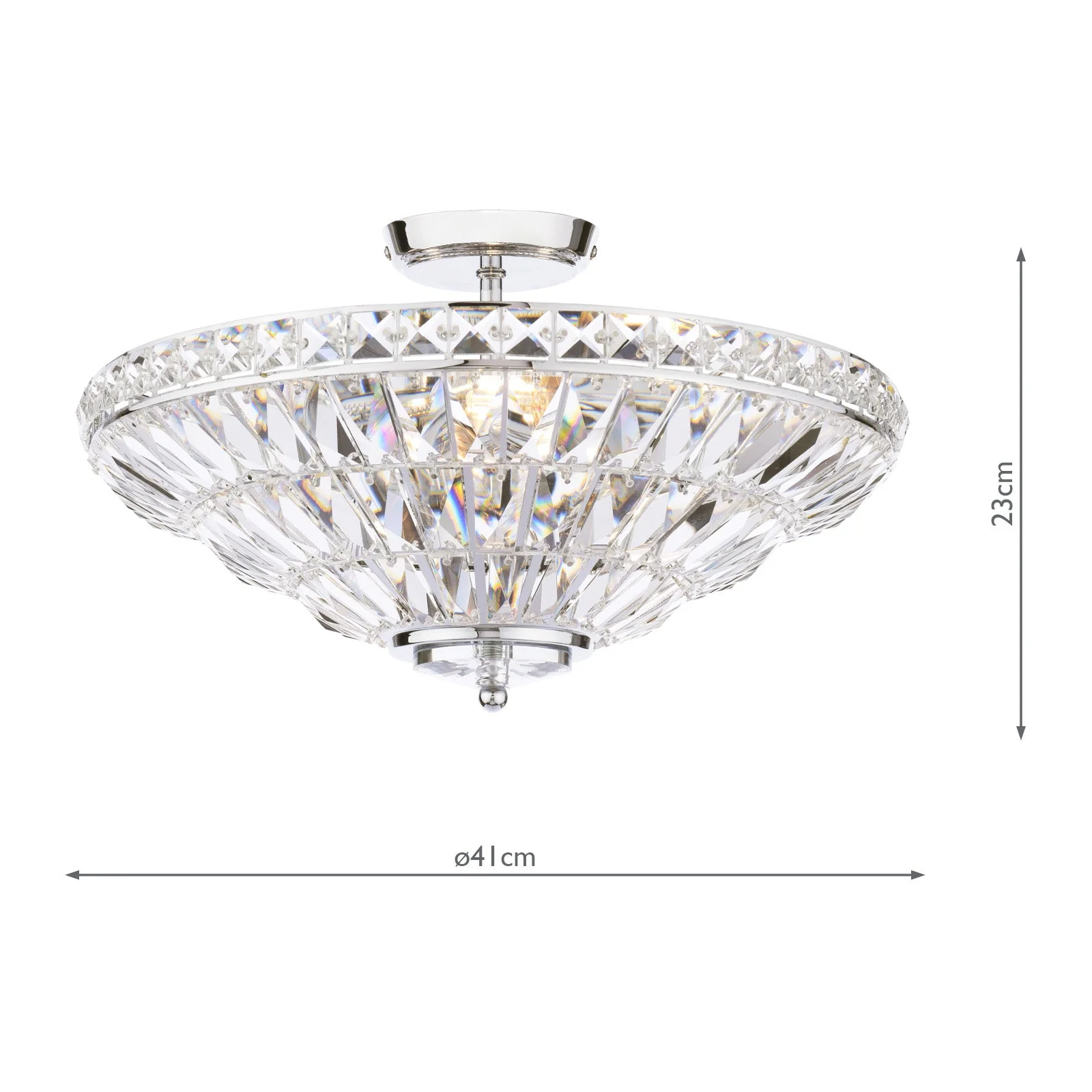 Vienna 3 Light Semi-Flush Polished Chrome and Crystal E14 - Image 4