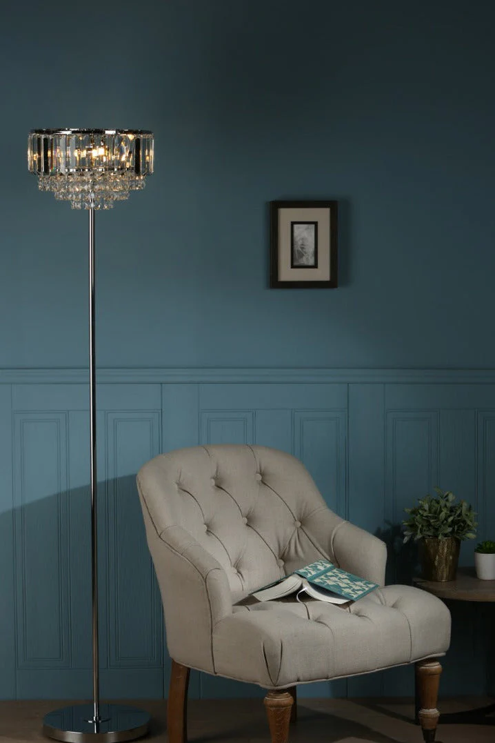 Vienna 3lt Floor Lamp Crystal & Polished Chrome G9 - Image 4