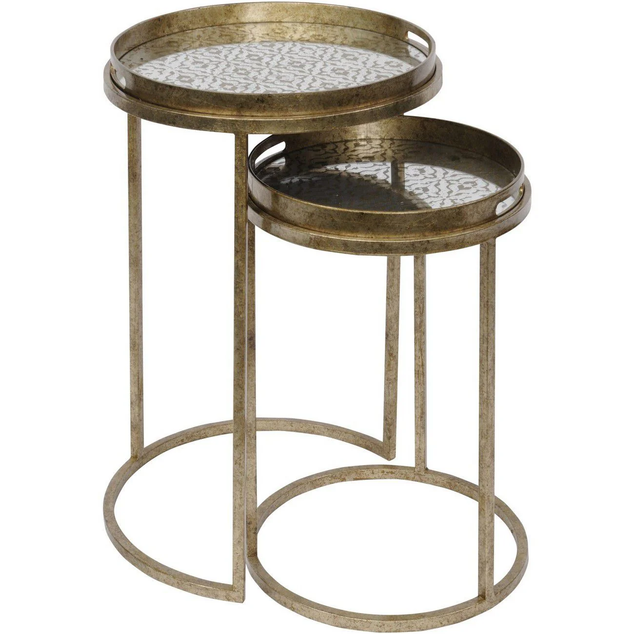 Vienna Antique Gold Atlas/Diamond Set Of 2 Side Tray Tables - Image 6