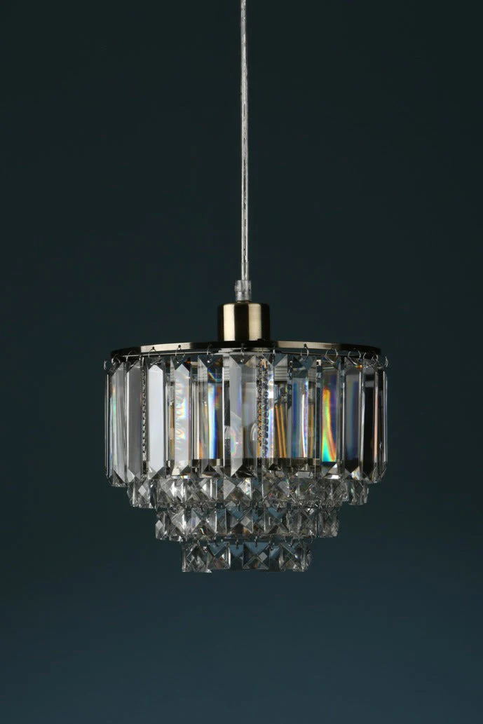 Vienna Easy Fit Pendant Crystal & Antique Brass/Polished Chrome E27 - Image 3