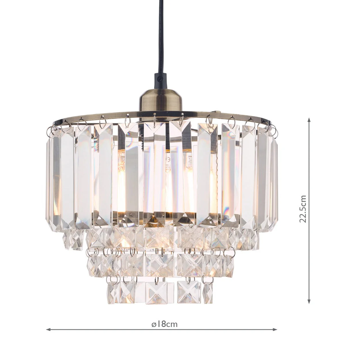 Vienna Easy Fit Pendant Crystal & Antique Brass/Polished Chrome E27 - Image 4