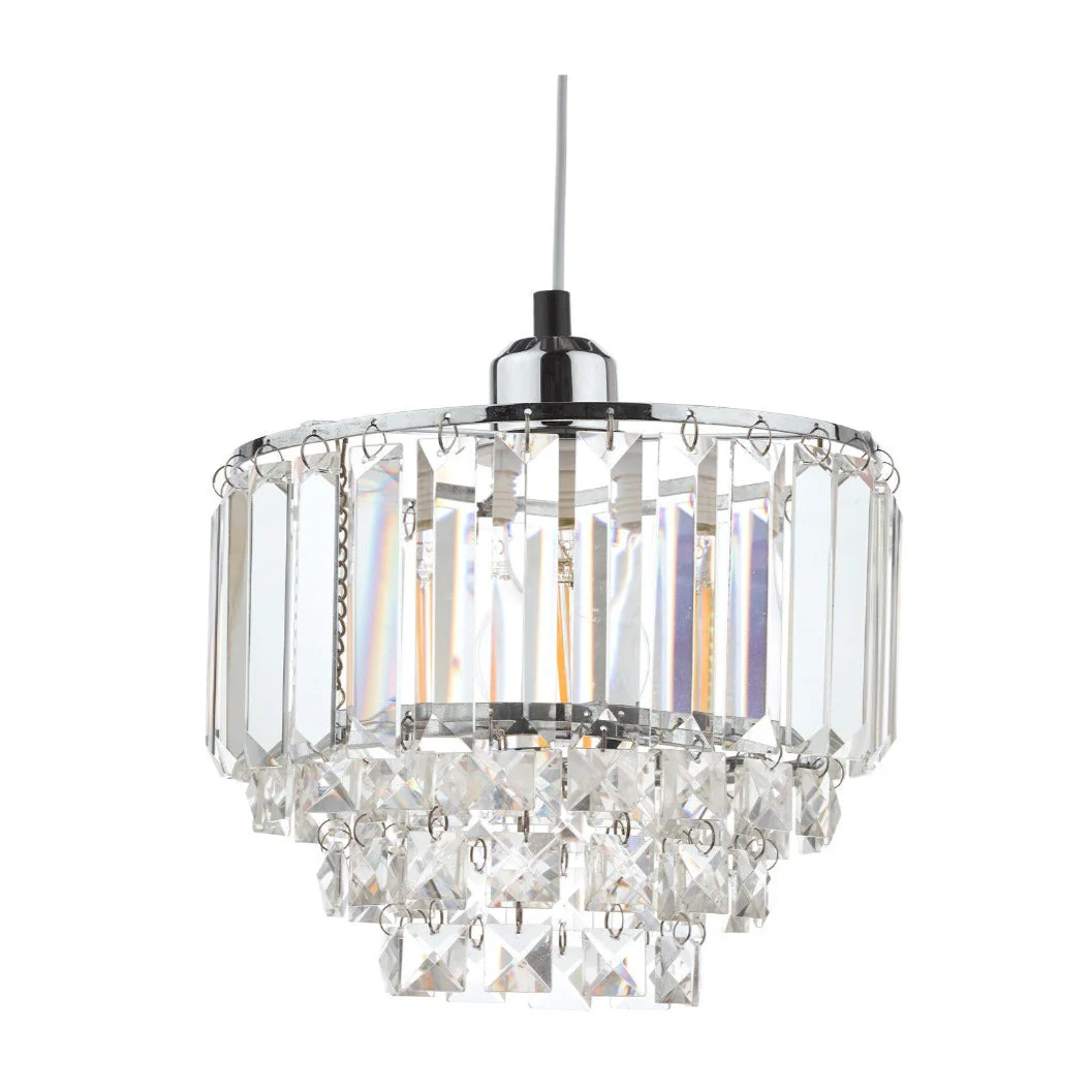 Vienna Easy Fit Pendant Crystal & Antique Brass/Polished Chrome E27 - Image 6