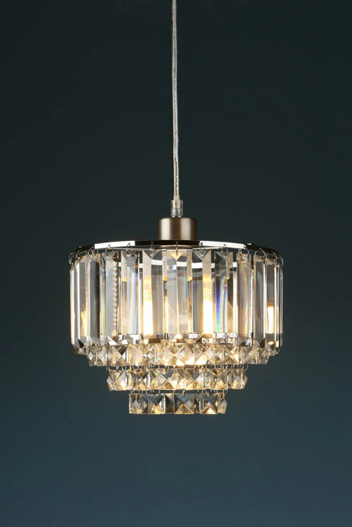 Vienna Easy Fit Pendant Crystal & Antique Brass/Polished Chrome E27 - Image 7