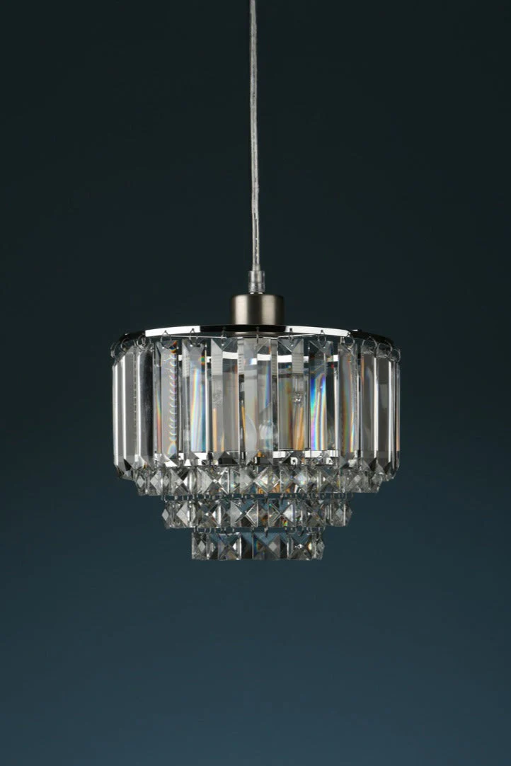 Vienna Easy Fit Pendant Crystal & Antique Brass/Polished Chrome E27 - Image 8