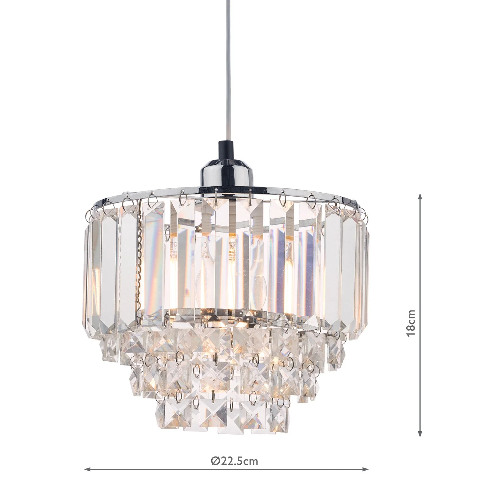 Vienna Easy Fit Pendant Crystal & Antique Brass/Polished Chrome E27 - Image 9