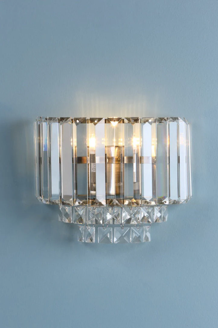 Vienna Wall Light Antique Brass/Polished Chrome Crystal G9 - Image 2