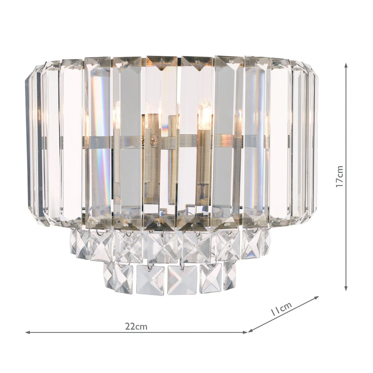 Vienna Wall Light Antique Brass/Polished Chrome Crystal G9 - Image 3