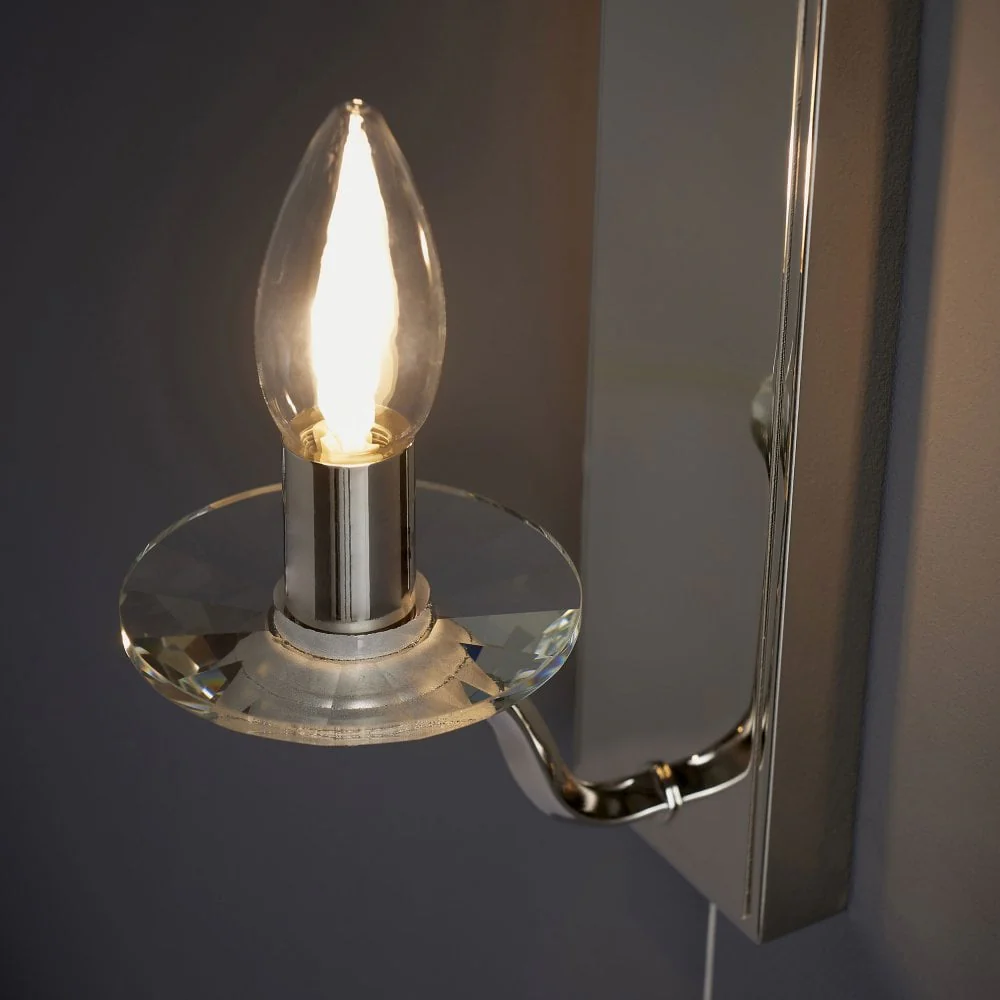 Vigil 1Lt Bathroom Wall Light IP44 - Polished Nickel & Crystal - Image 4
