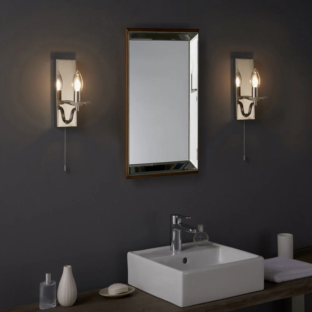 Vigil 1Lt Bathroom Wall Light IP44 - Polished Nickel & Crystal - Image 5
