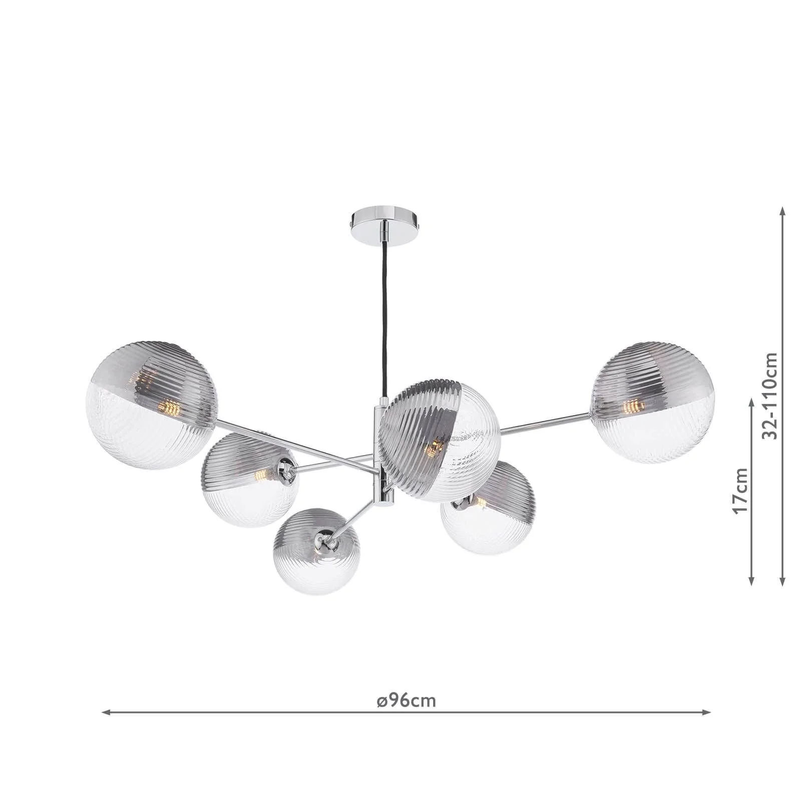Vignette 6 Light Pendant Aged Brass/Polished Chrome Variety Of Shades - Image 11