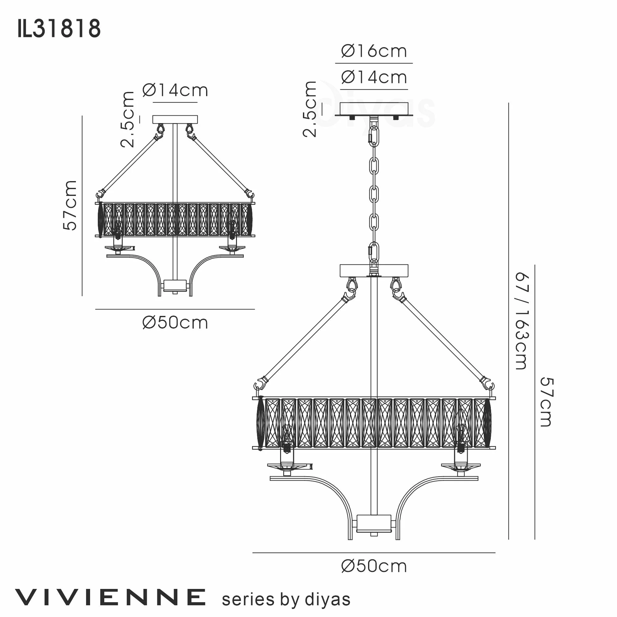 Vivienne 4Lt Crystal Pendant - Polished Nickel/ French Gold - Image 2