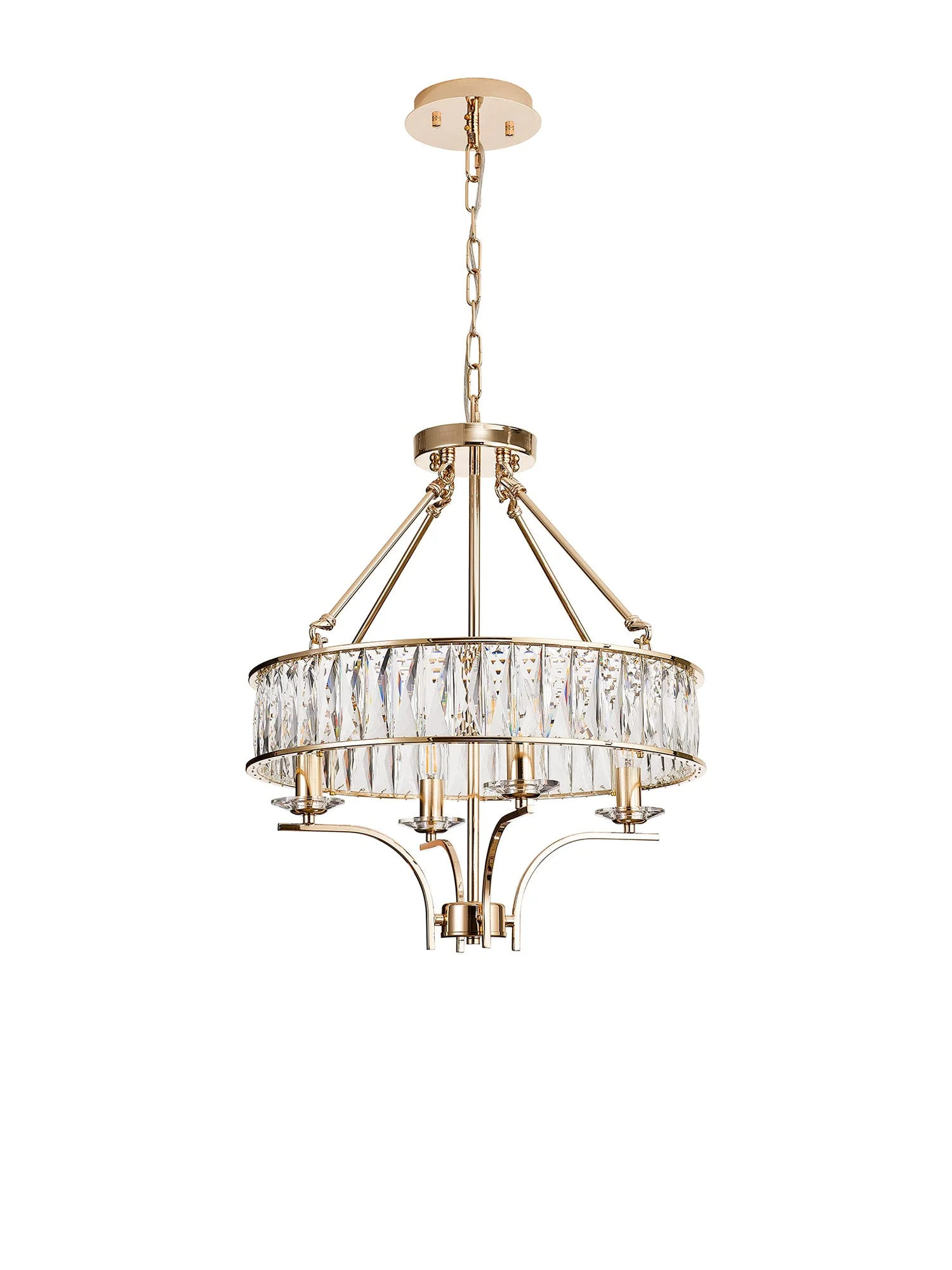 Vivienne 4Lt Crystal Pendant - Polished Nickel/ French Gold - Image 4