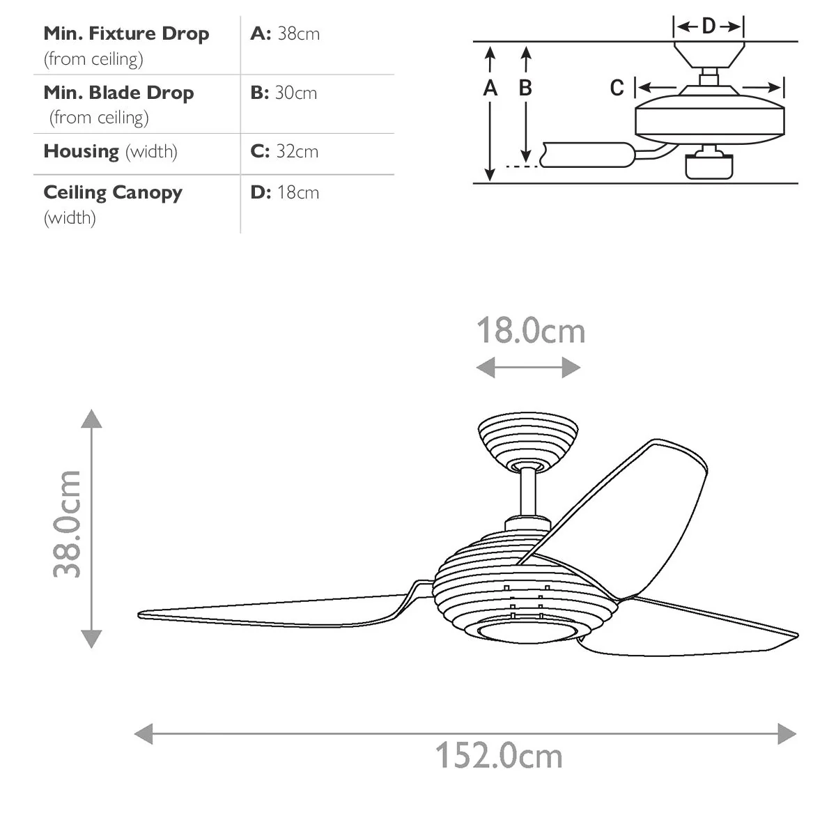 Voya IP20 - 60in / 152cm Fan - Brushed Stainless Steel - Image 8