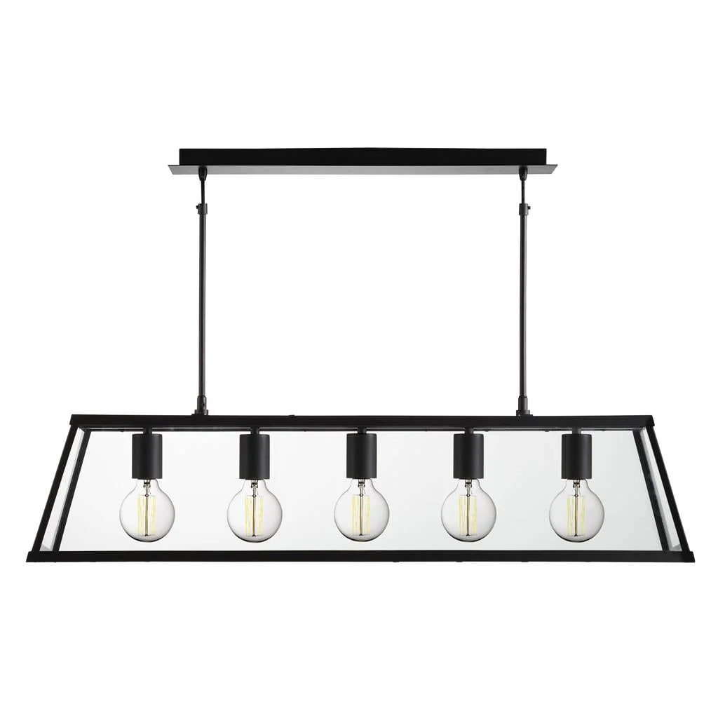Voyager 3/5Lt Island/Kitchen Table Ceiling Light - Black/Chrome/Antique Brass Finish