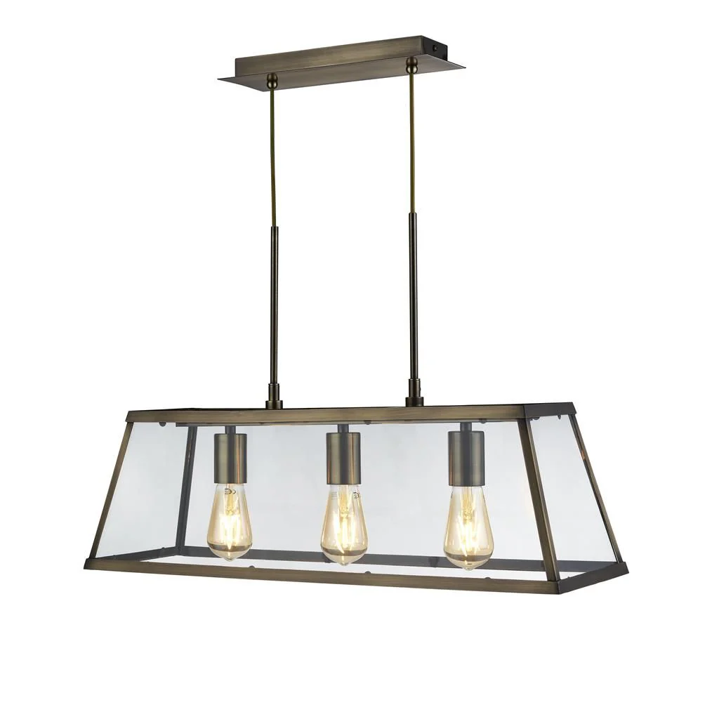 Voyager 3/5Lt Island/Kitchen Table Ceiling Light - Black/Chrome/Antique Brass Finish - Image 12