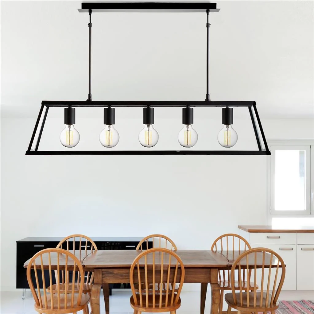 Voyager 3/5Lt Island/Kitchen Table Ceiling Light - Black/Chrome/Antique Brass Finish - Image 4