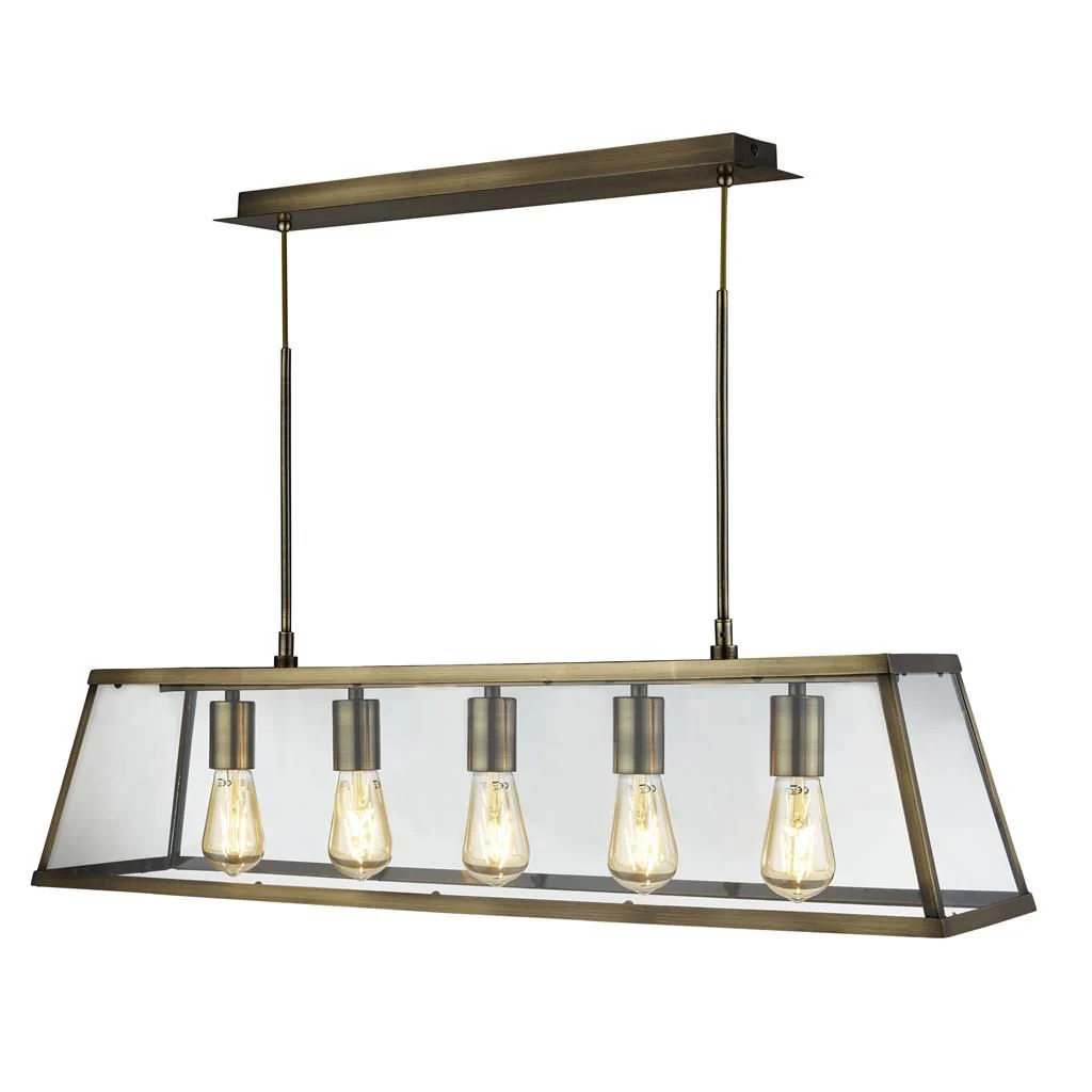 Voyager 3/5Lt Island/Kitchen Table Ceiling Light - Black/Chrome/Antique Brass Finish - Image 6