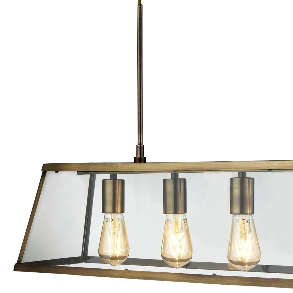 Voyager 3/5Lt Island/Kitchen Table Ceiling Light - Black/Chrome/Antique Brass Finish - Image 7