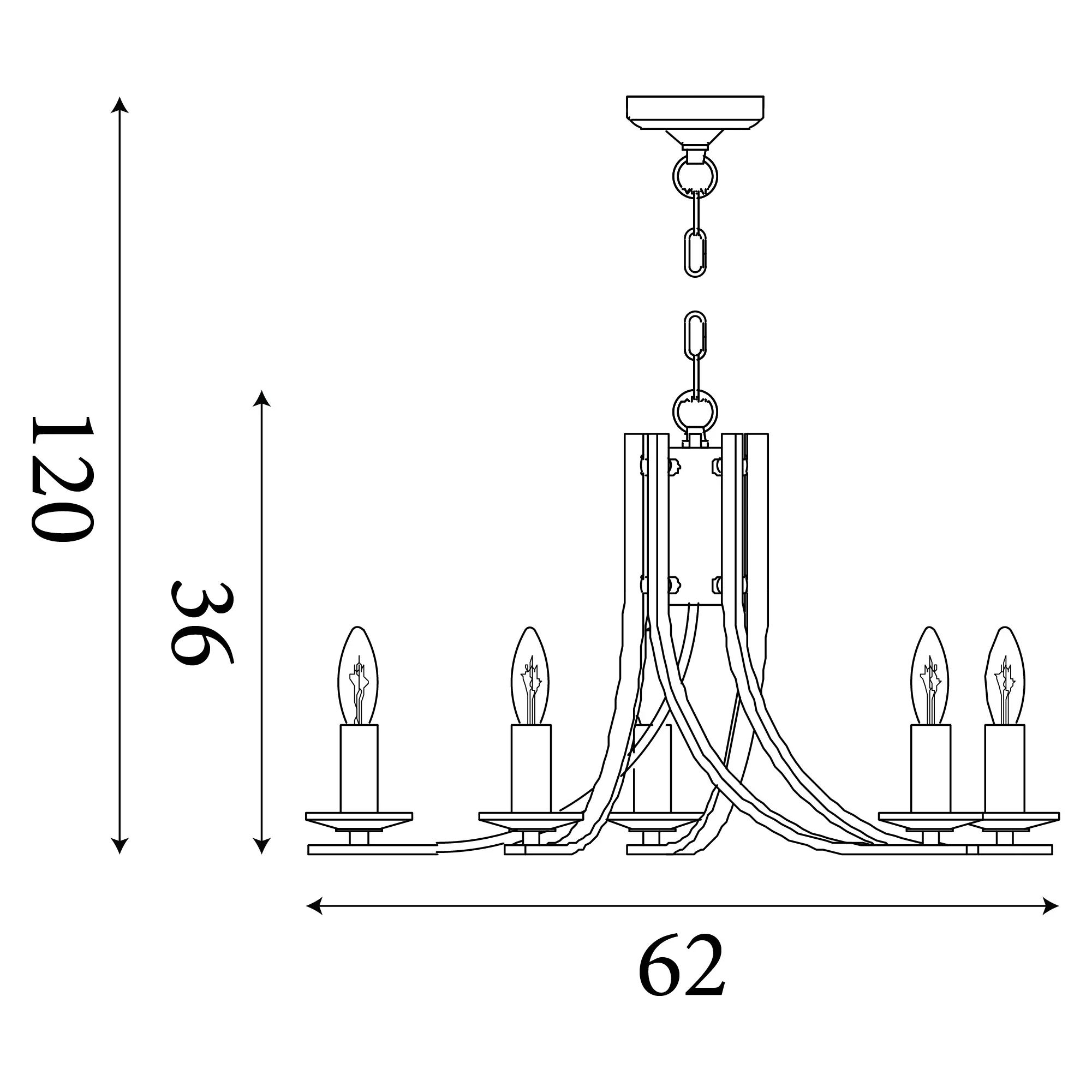 Vulcan 5/8Lt Multi-Arm Pendant -  Various Finishes - Image 27