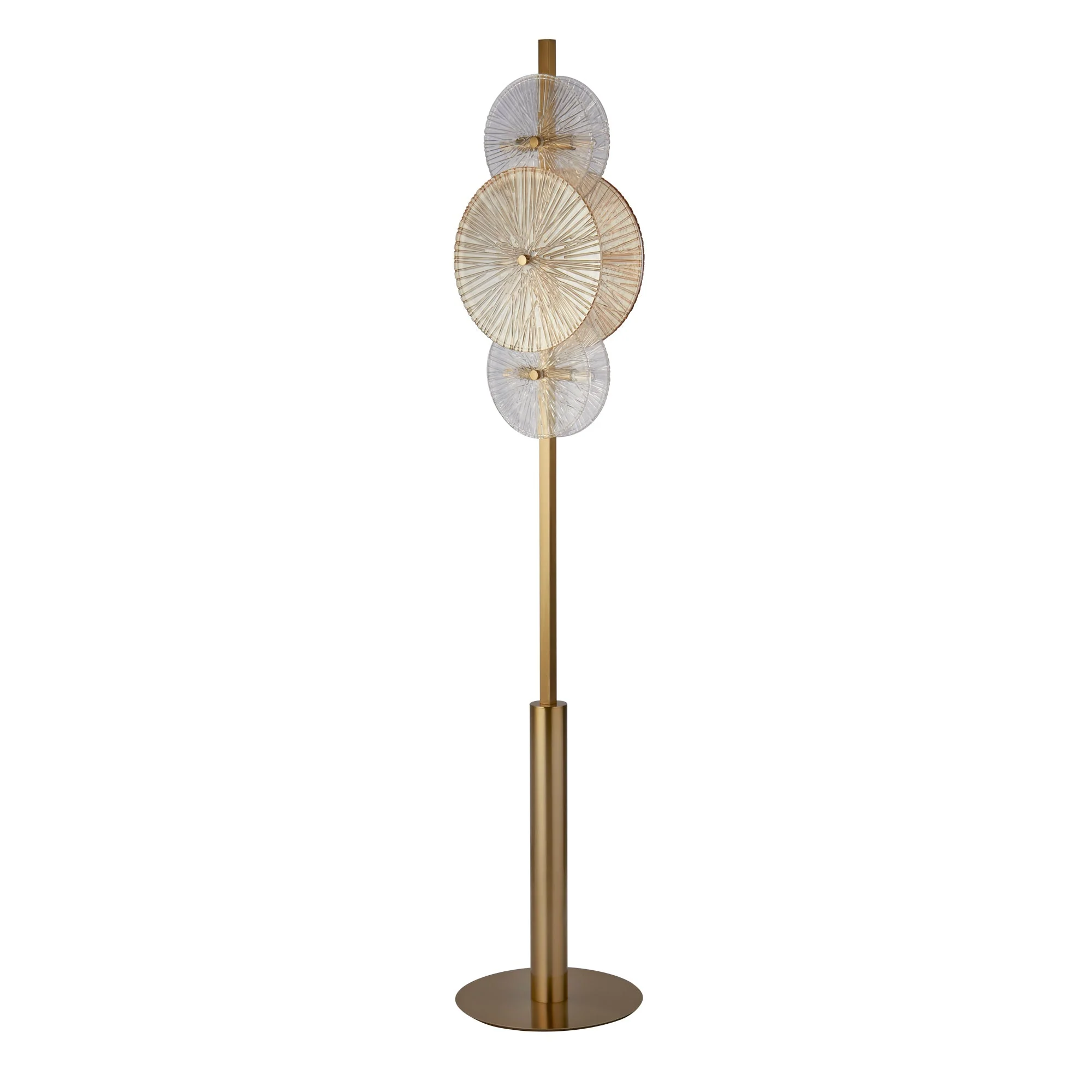 Wagon Wheel 6Lt Floor Lamp- Bronze Metal, Clear, Amber Glass G9 - Image 2
