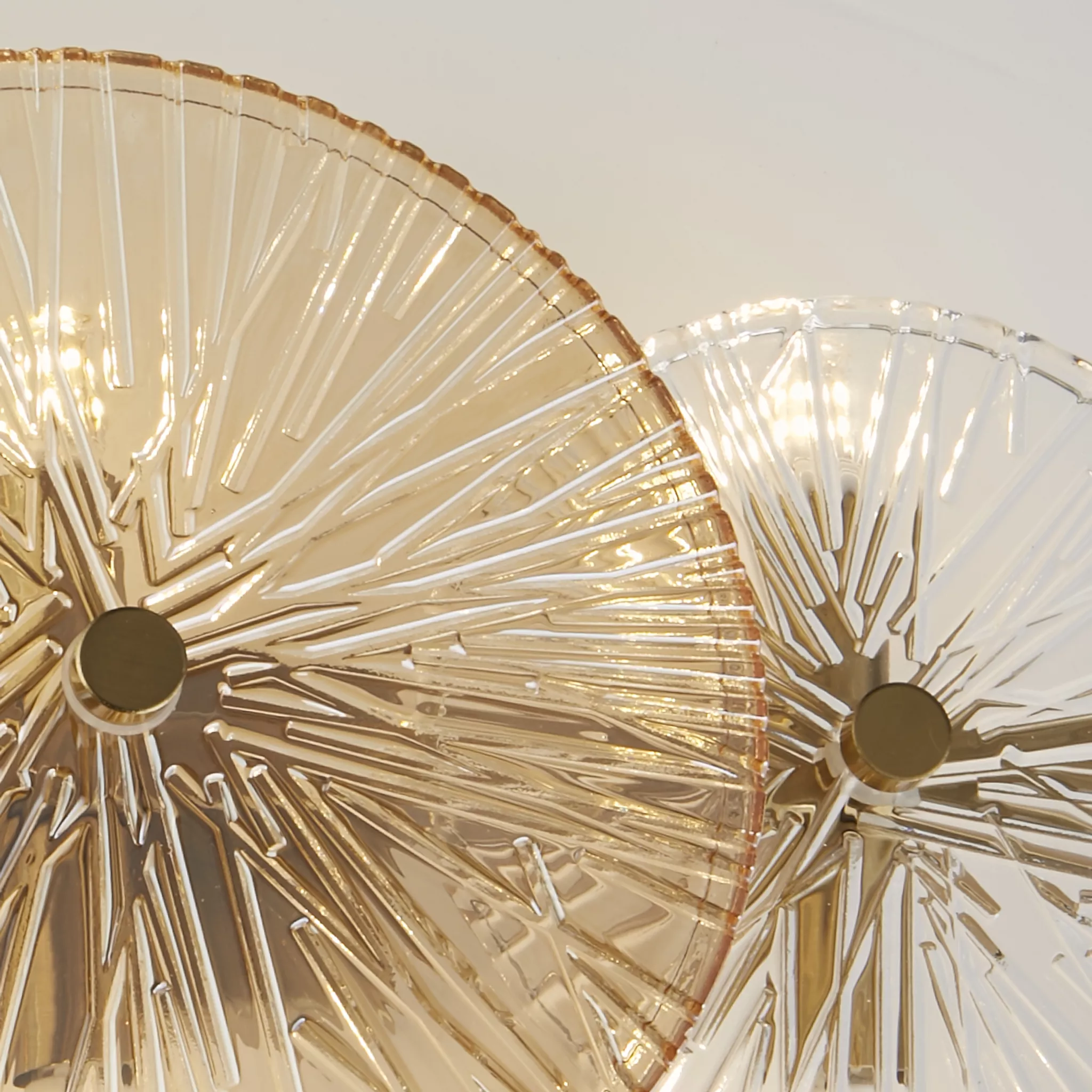 Wagon Wheel 6Lt Wall/Flush- Bronze Metal, Clear, Amber Glass - Image 4