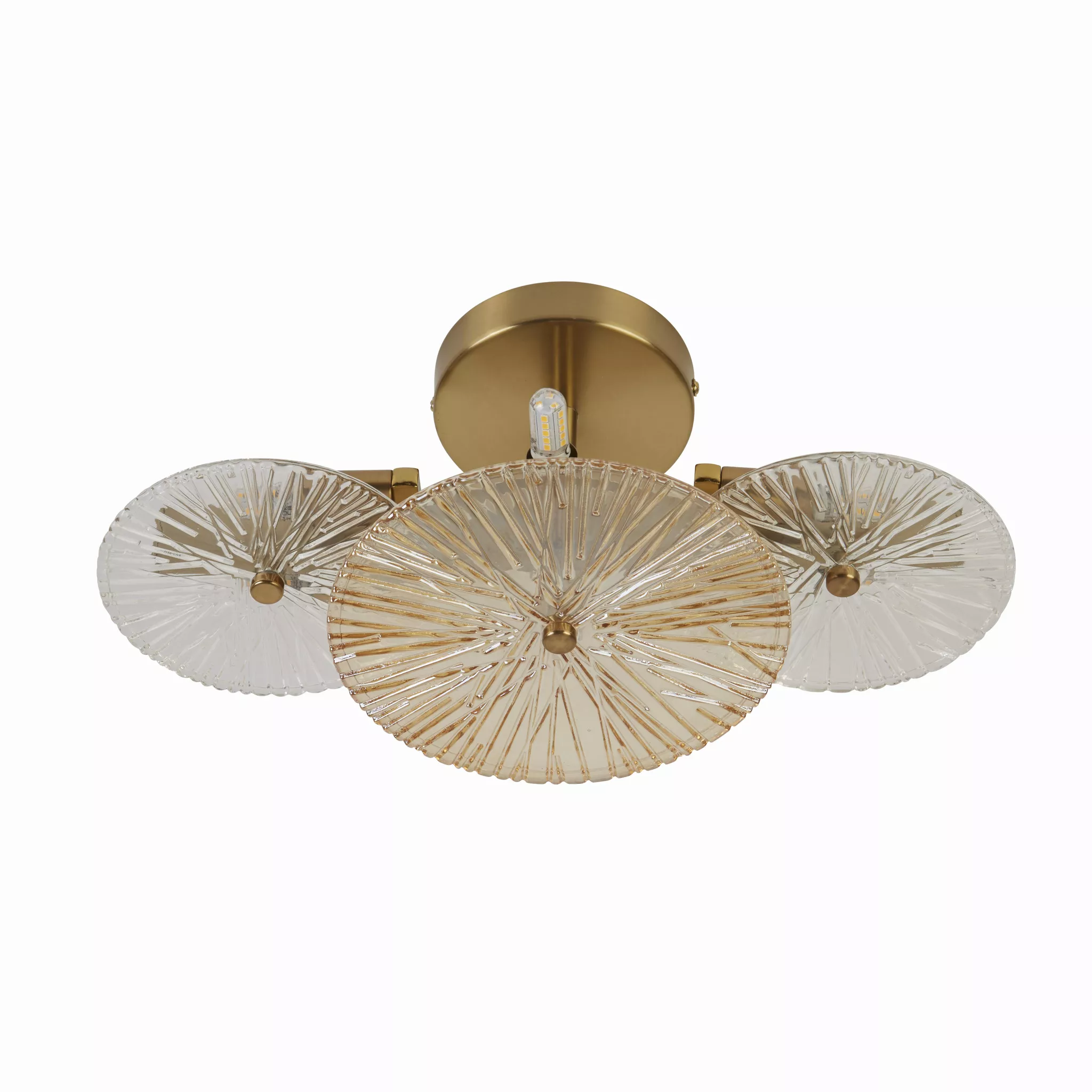 Wagon Wheel 6Lt Wall/Flush- Bronze Metal, Clear, Amber Glass - Image 5