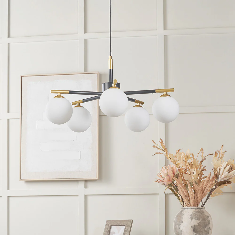 Wanda 5Lt Multi-Arm Pendant - Black Metal - Image 3