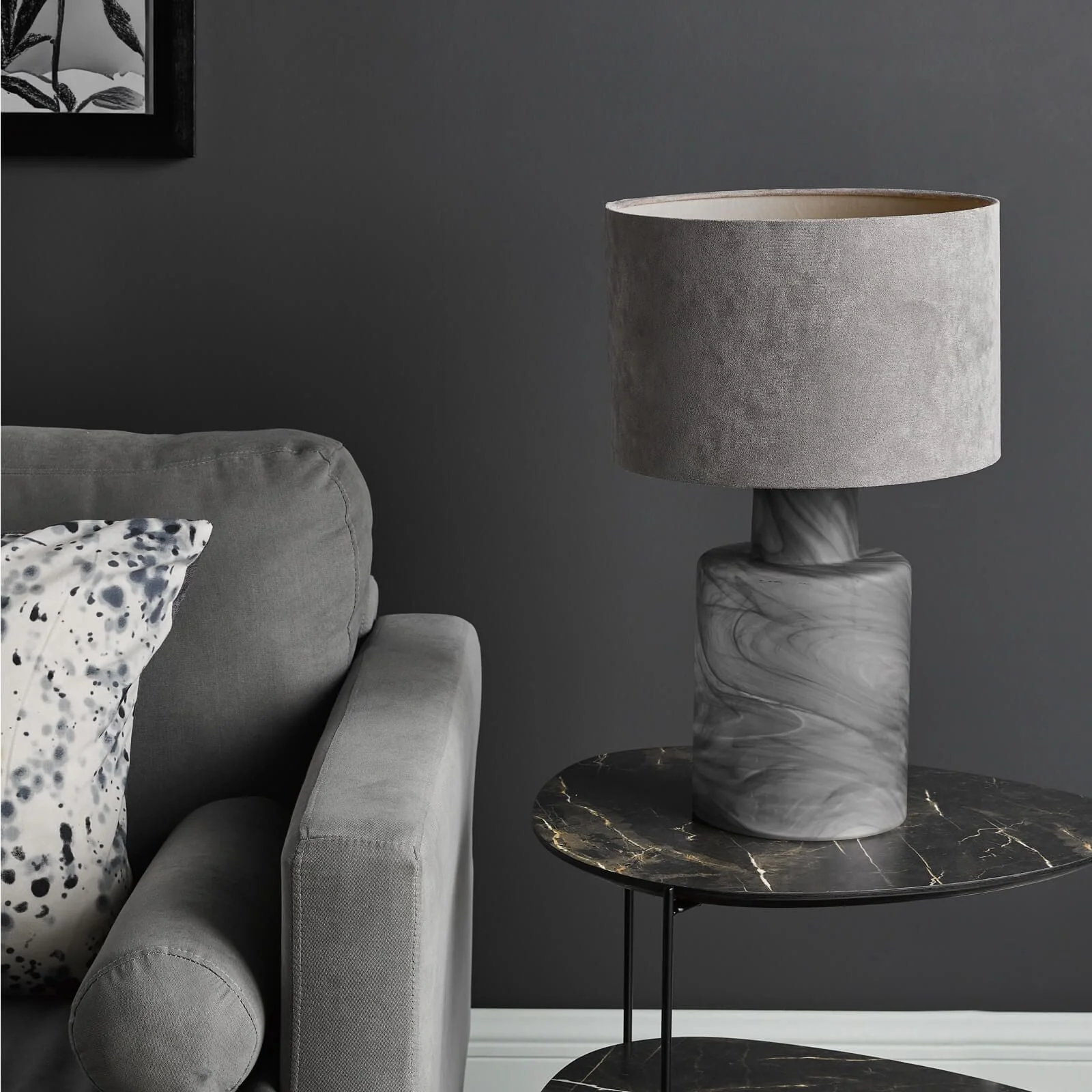 Wanda Table Lamp Smoked Glass With Shade - Image 4