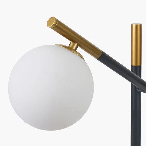 Wanda White Orb and Black Metal Floor Lamp - Image 4