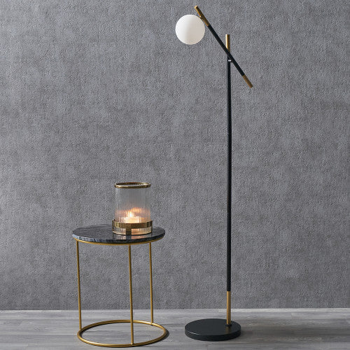Wanda White Orb and Black Metal Floor Lamp - Image 5