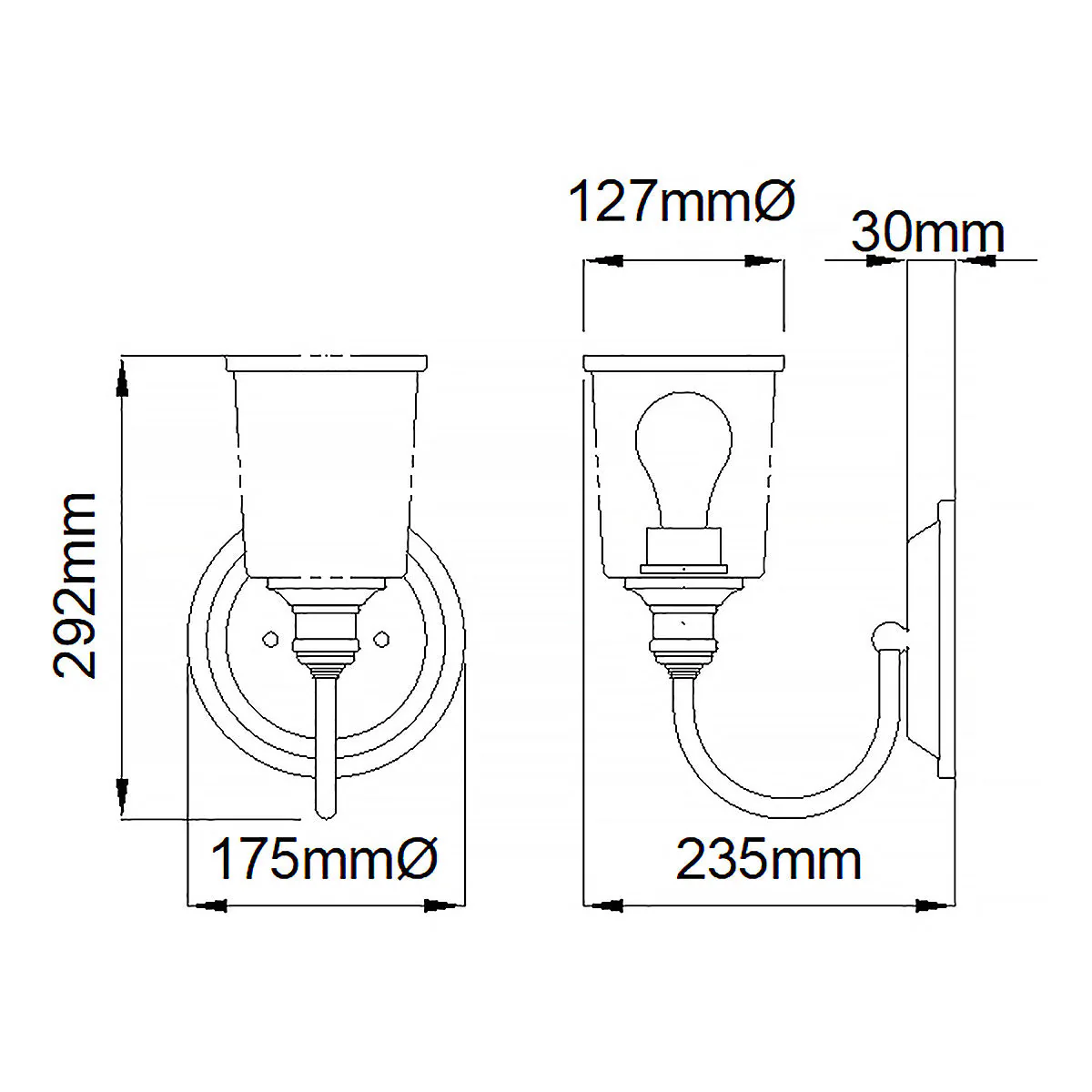 Waverly 1 Light Wall Light - Classic Pewter/Natural Brass IP20 E27 - Image 12