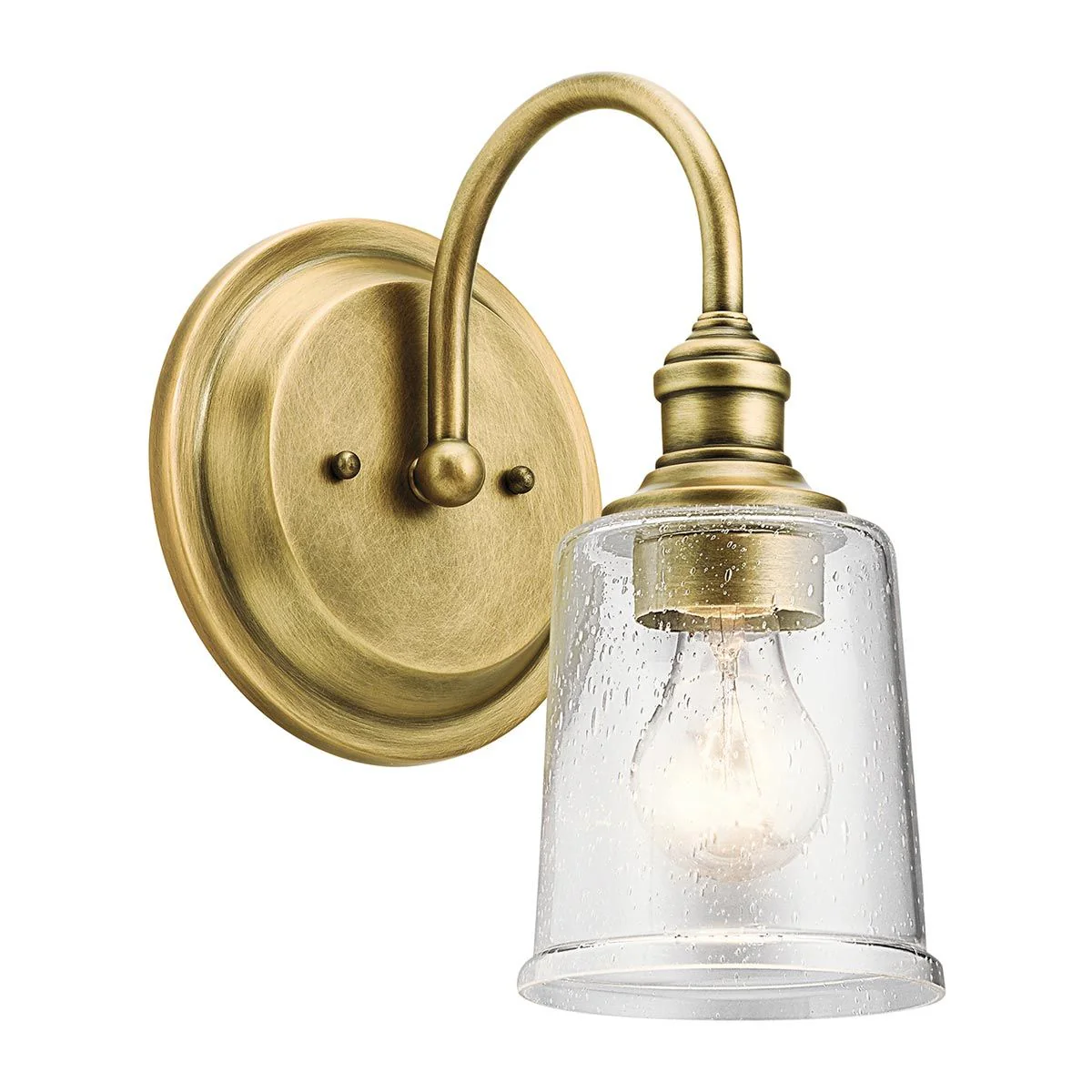 Waverly 1 Light Wall Light - Classic Pewter/Natural Brass IP20 E27 - Image 2