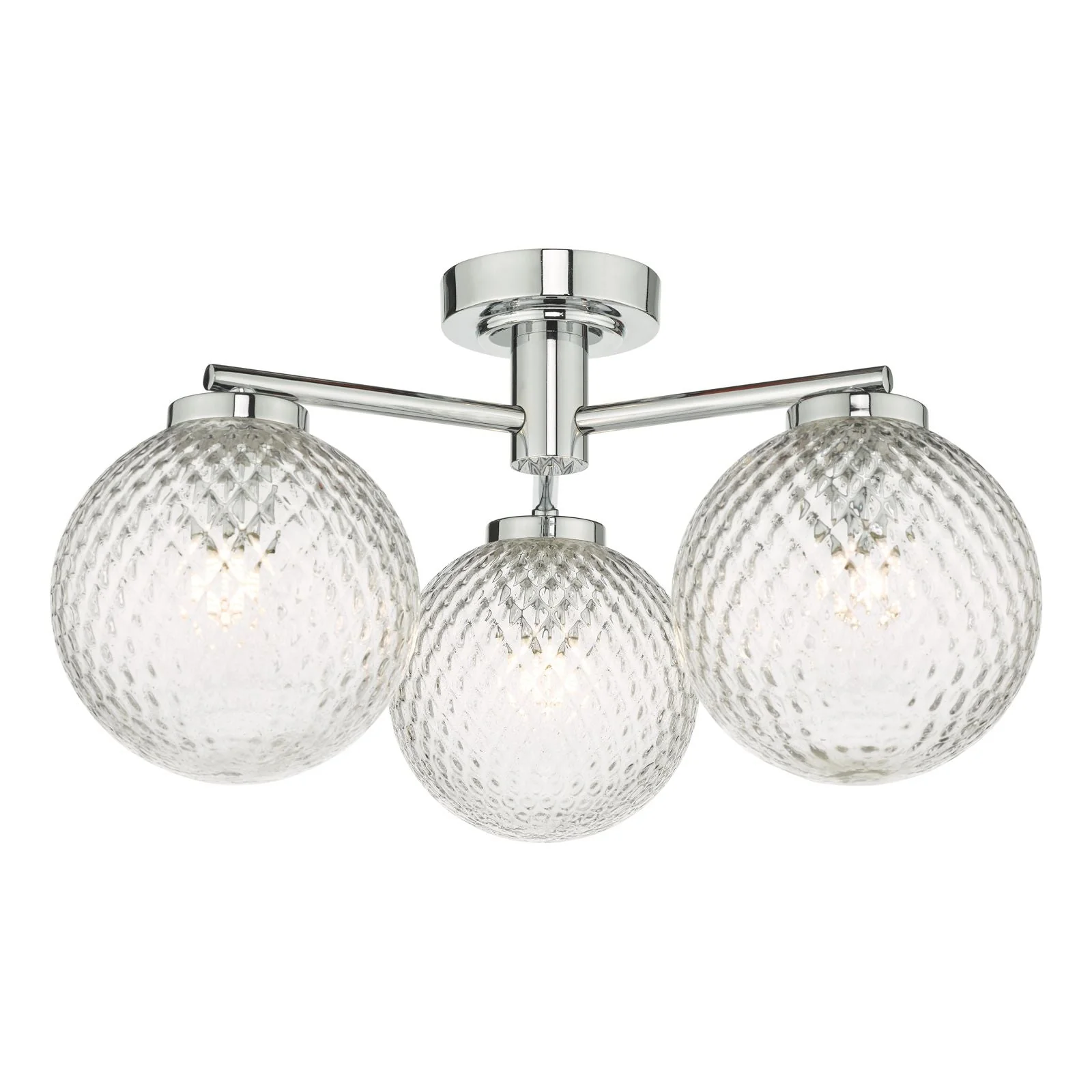 Wayne Bathroom 3Lt Semi Flush IP44 -Polished Chrome Glass