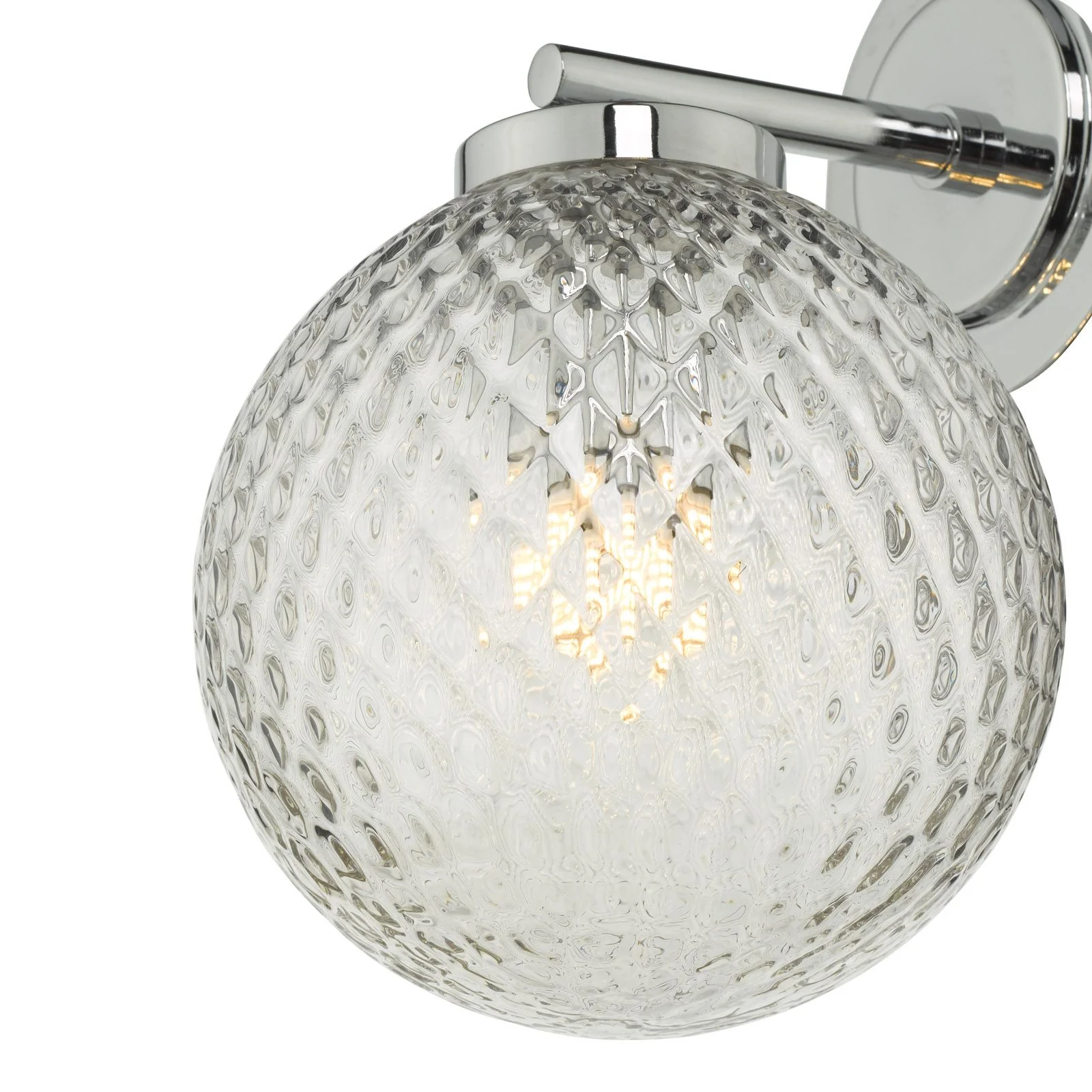 Wayne Bathroom Wall Light Polished Chrome/Matt Black Glass IP44 - Image 2