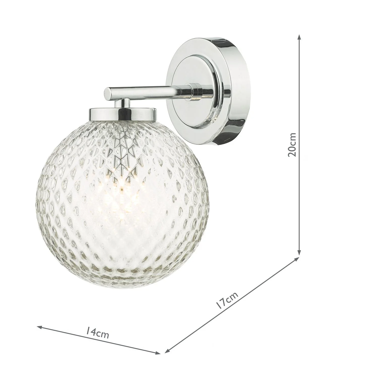 Wayne Bathroom Wall Light Polished Chrome/Matt Black Glass IP44 - Image 4