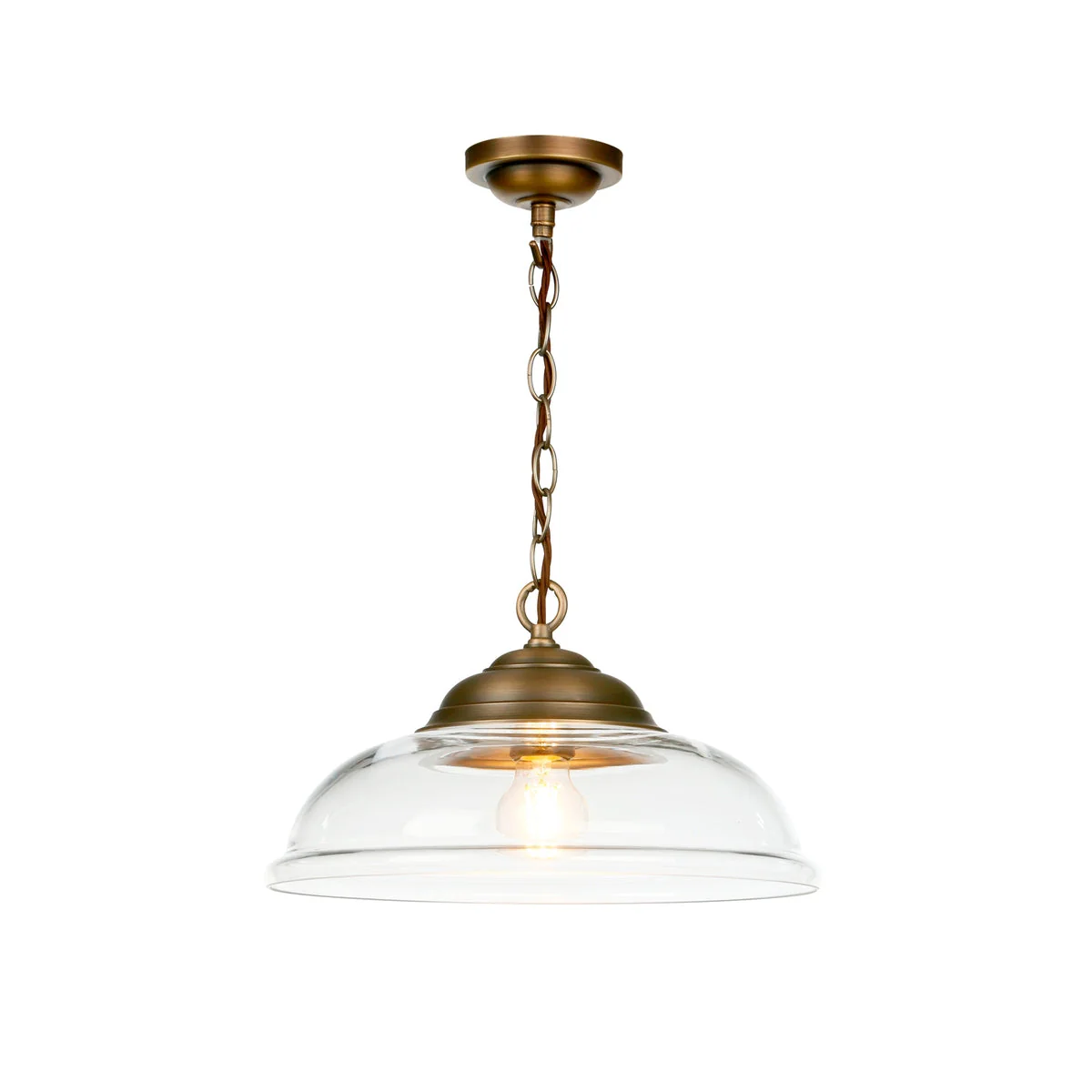 Webster 1 Light Pendant Clear/white/smoked Glass with Antique Brass/chrome