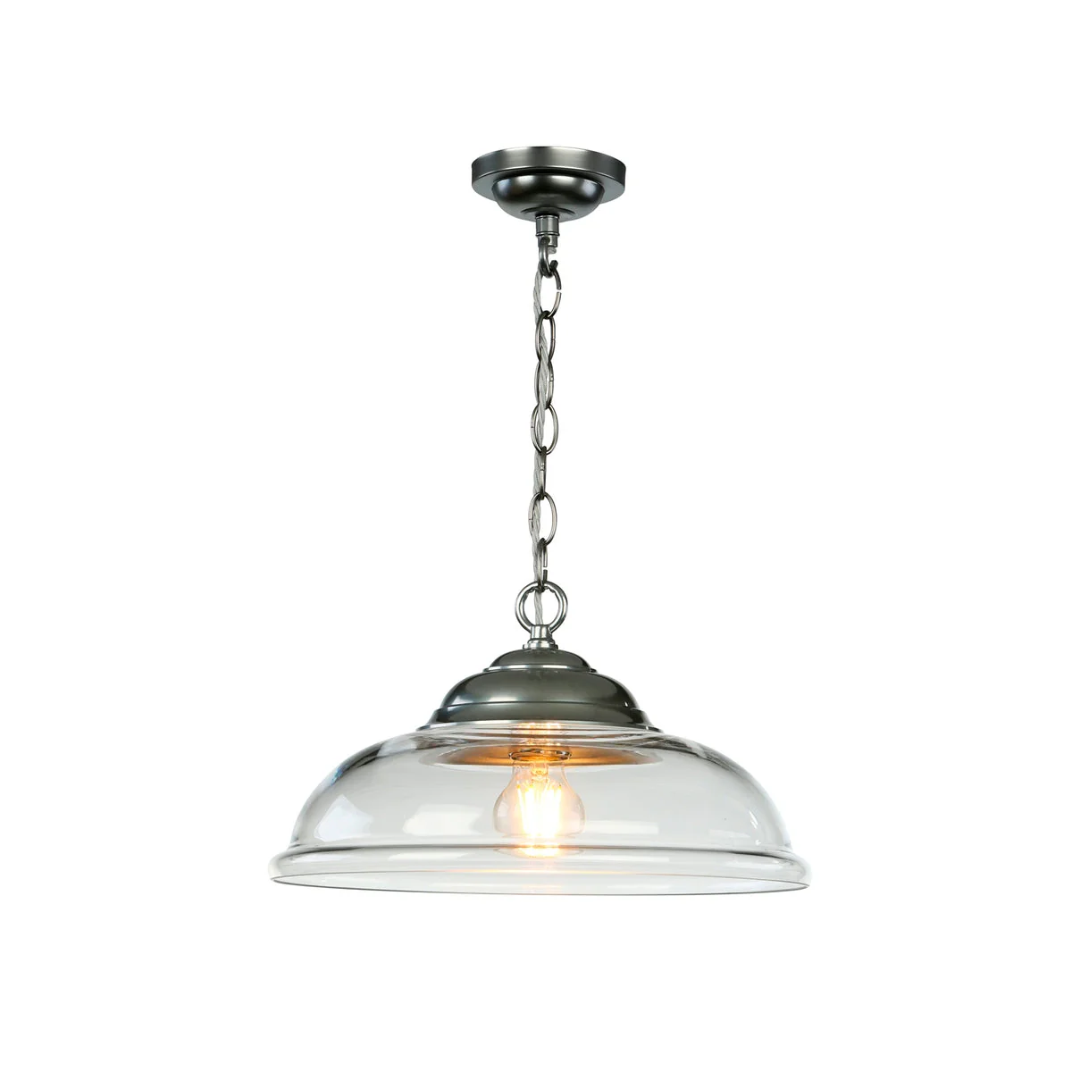 Webster 1 Light Pendant Clear/white/smoked Glass with Antique Brass/chrome - Image 2