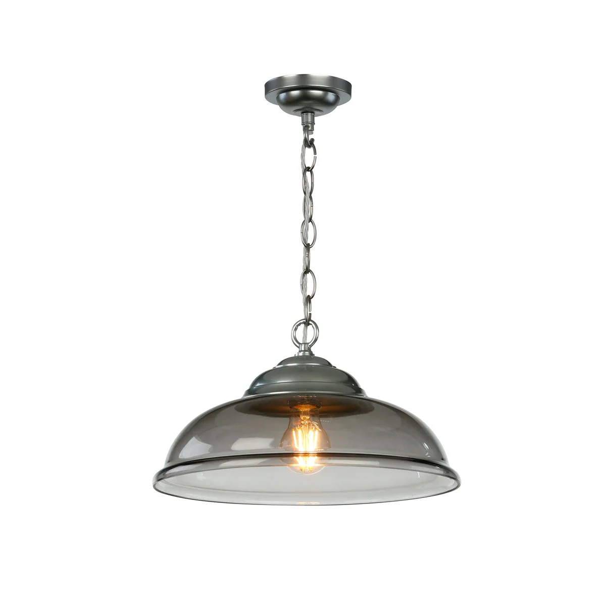 Webster 1 Light Pendant Clear/white/smoked Glass with Antique Brass/chrome - Image 5